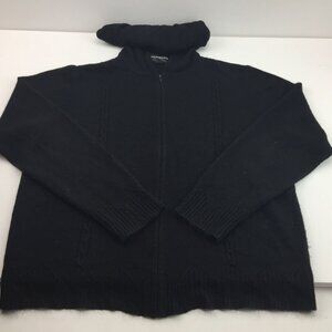 Requirements Womens Black Hooded Sweater Cable Knit Zipper Closure Size Large